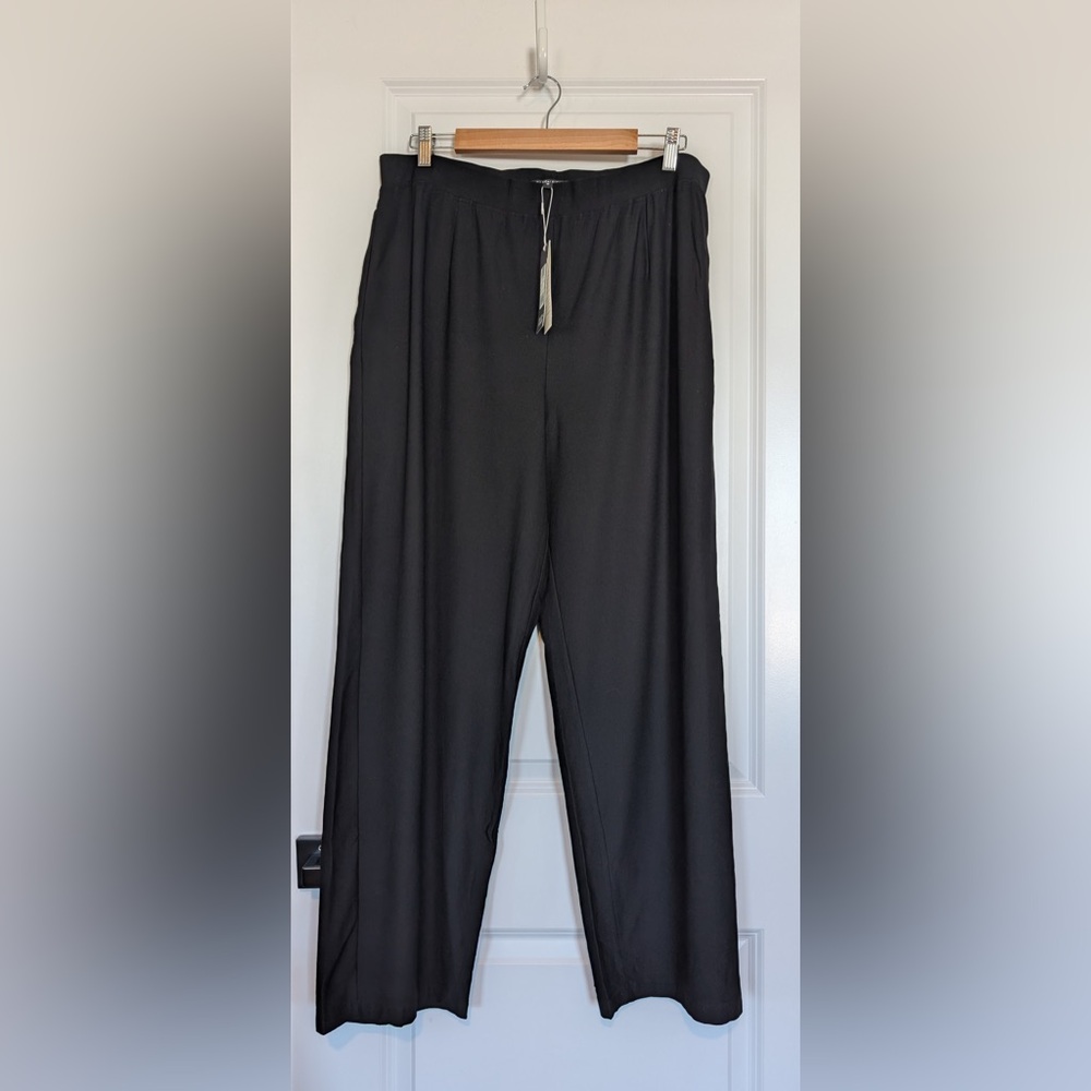 Eileen Fisher System Washable Stretch Crepe Straight Pant Black NWT Size 1X